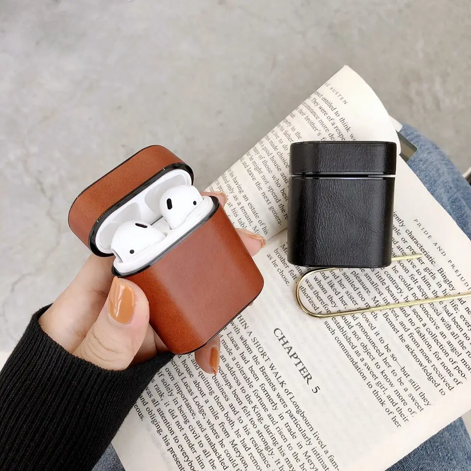 Axbety для AirPods 2 Чехол кожаный чехол для наушников Чехол коробка для Apple Airpods 1 2 Чехол Мягкая микрофибра жесткий чехол