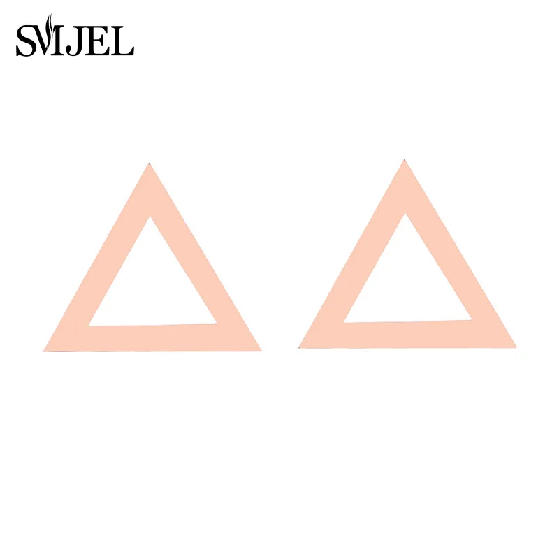 Маленькие женские серьги SMJEL из нержавеющей стали черные полые треугольные