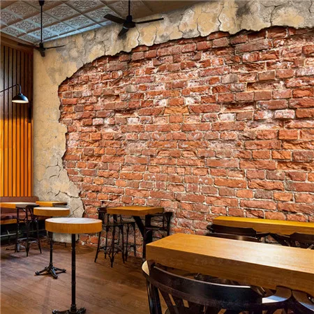 3d обои в стиле ретро 3D стерео росписи Интернет-кафе диван-фон ресторан кирпичная
