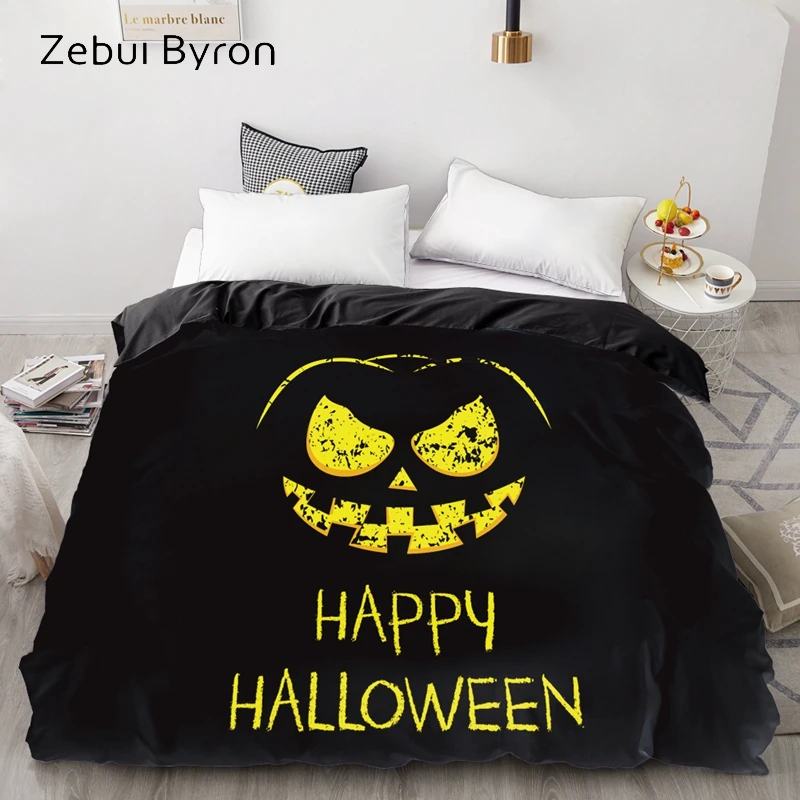 

3D Print Custom Duvet Cover,Comforter/Quilt/Blanket case 220x240/200x200,Bedding Halloween pumpkin smiley face,drop ship