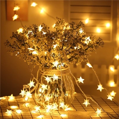 6 м DIY сказочные рождественские светодиодные гирлянды Новогоднее натальное украшение звезды огни Рождественская елка Гирлянда домашние украшения на батарейках