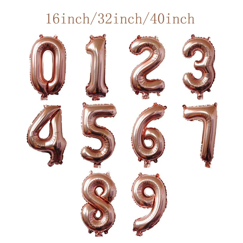 rose gold 32/40 дюймов большое количество Фольга воздушные шары из розового золота От 0 до 9 лет 18th 30 День рождения украшения для взрослых и детей гигантский гелий письмо клипсы для воздушных шаров - Цвет: rose gold