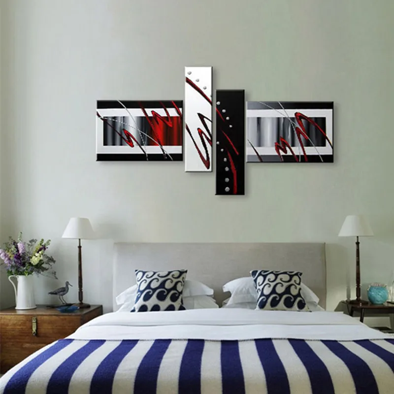 Ручная роспись Абстрактная акриловая живопись Современное украшение дома 4 шт