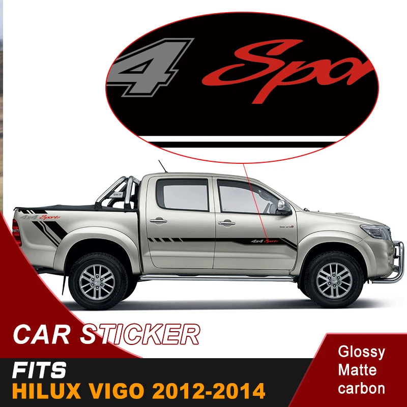 Hilux racing side stripe pickup boxbed graphic виниловые 4x4 автомобильные наклейки для TOYOTA HILUX revo и vigo