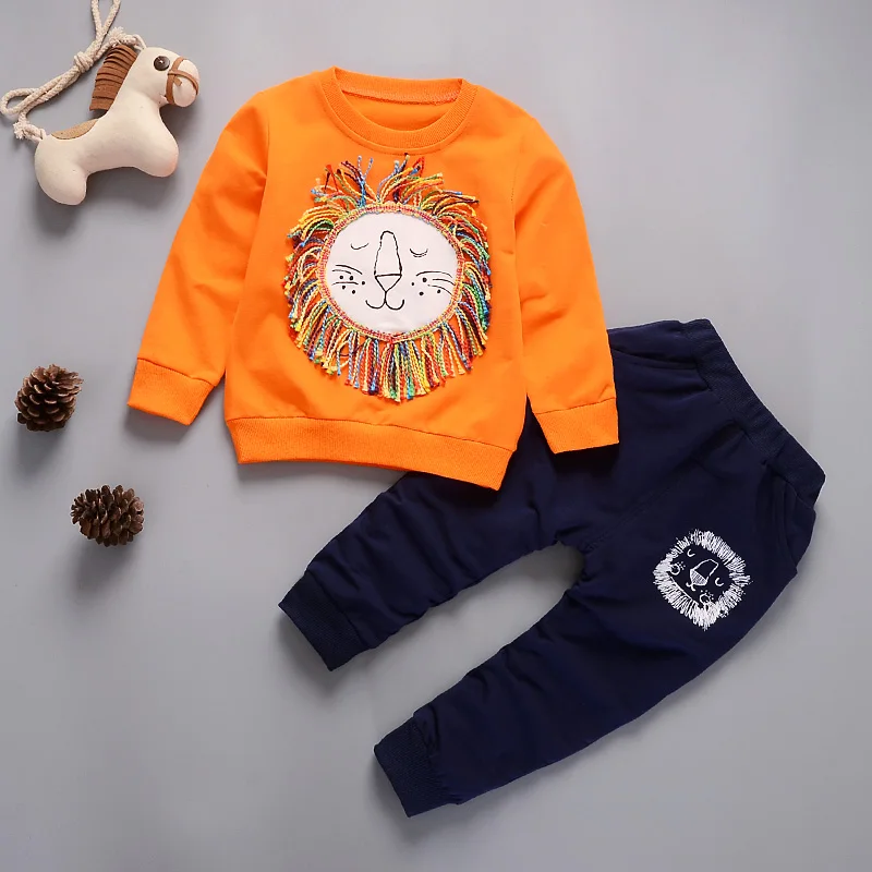 children's clothing 2PCS Baby Boy Girl Clothes Set Long Sleeve Cartoon Print T-Shirt Top+Casual Trousers Toddler Outfits |