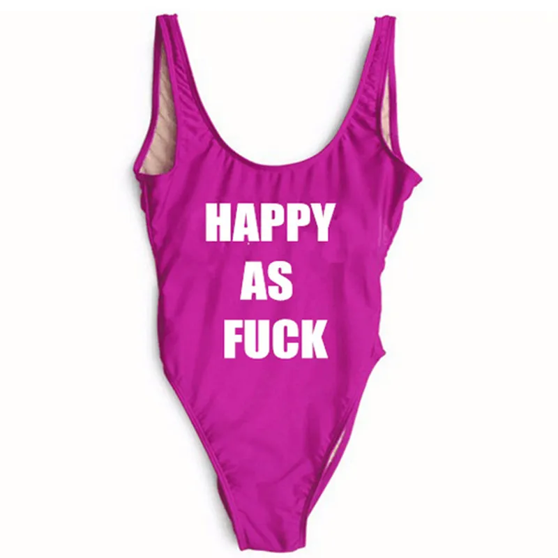 

HAPPY AS Funny One Piece Swimsuit 2018 Women Sexy Monokini Thong High Cut Out Plus Size Swimwear Beach Brazilian Bathing Suit