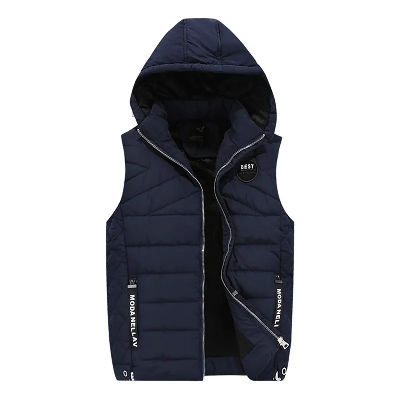 Новинка мужская куртка жилет без рукавов зимние модные повседневные пальто