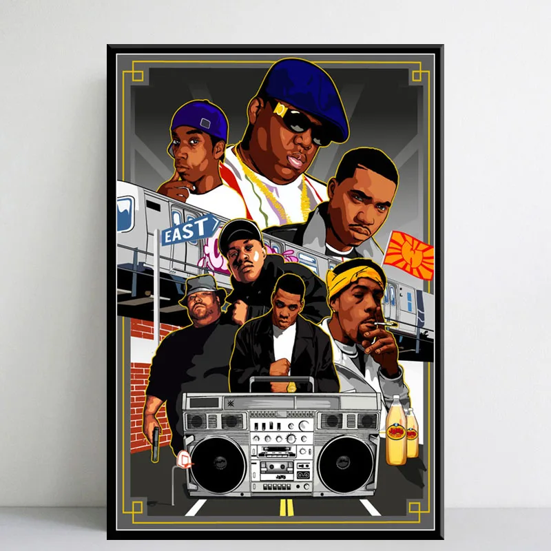 P768 2PAC JAY-Z N.W.A West East Hip Hop Biggie Smalls Rapper Stars Art Painting Silk Canvas Poster Wall Home Decor | Дом и сад