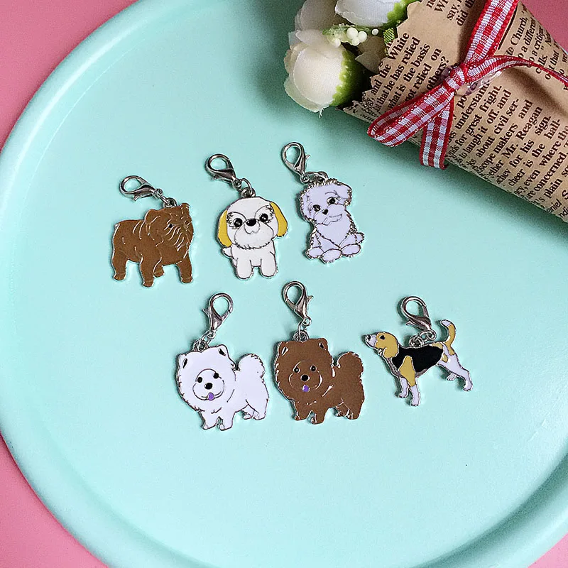 5 шт./лот Симпатичные Подвески для кошелька домашних питомцев dachshunds Chow Sharpei pug