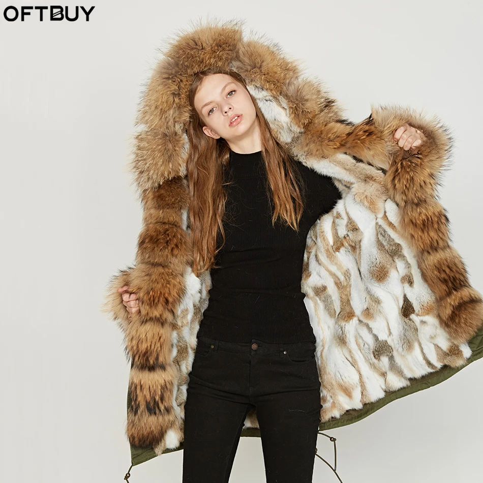 OFTBUY/парка меховое пальто 2021 Длинная зимняя куртка для женщин большой натуральный