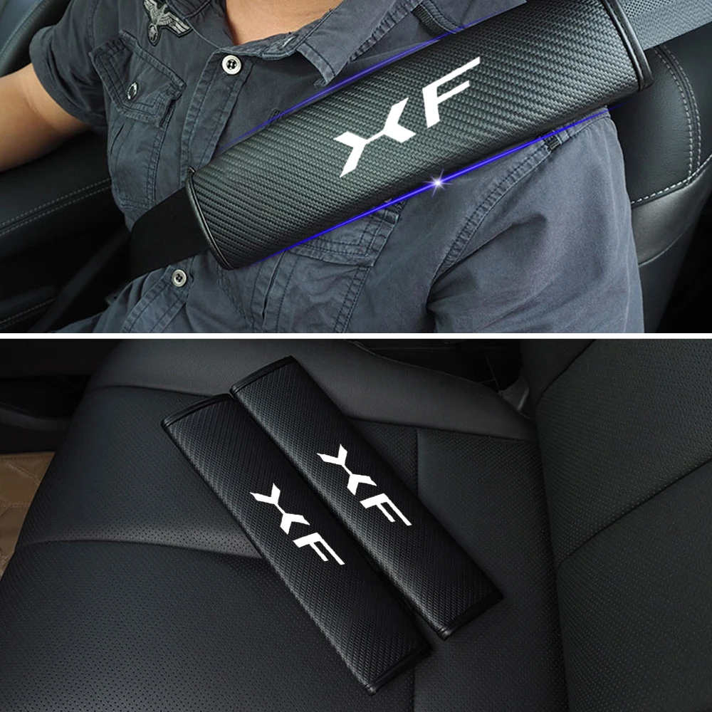 

For Jaguar XF Car Seat Belt Shoulder Strap Protect Pads Cover No Slip No Rubbing Soft Comfort 2Pcs Red Blue White