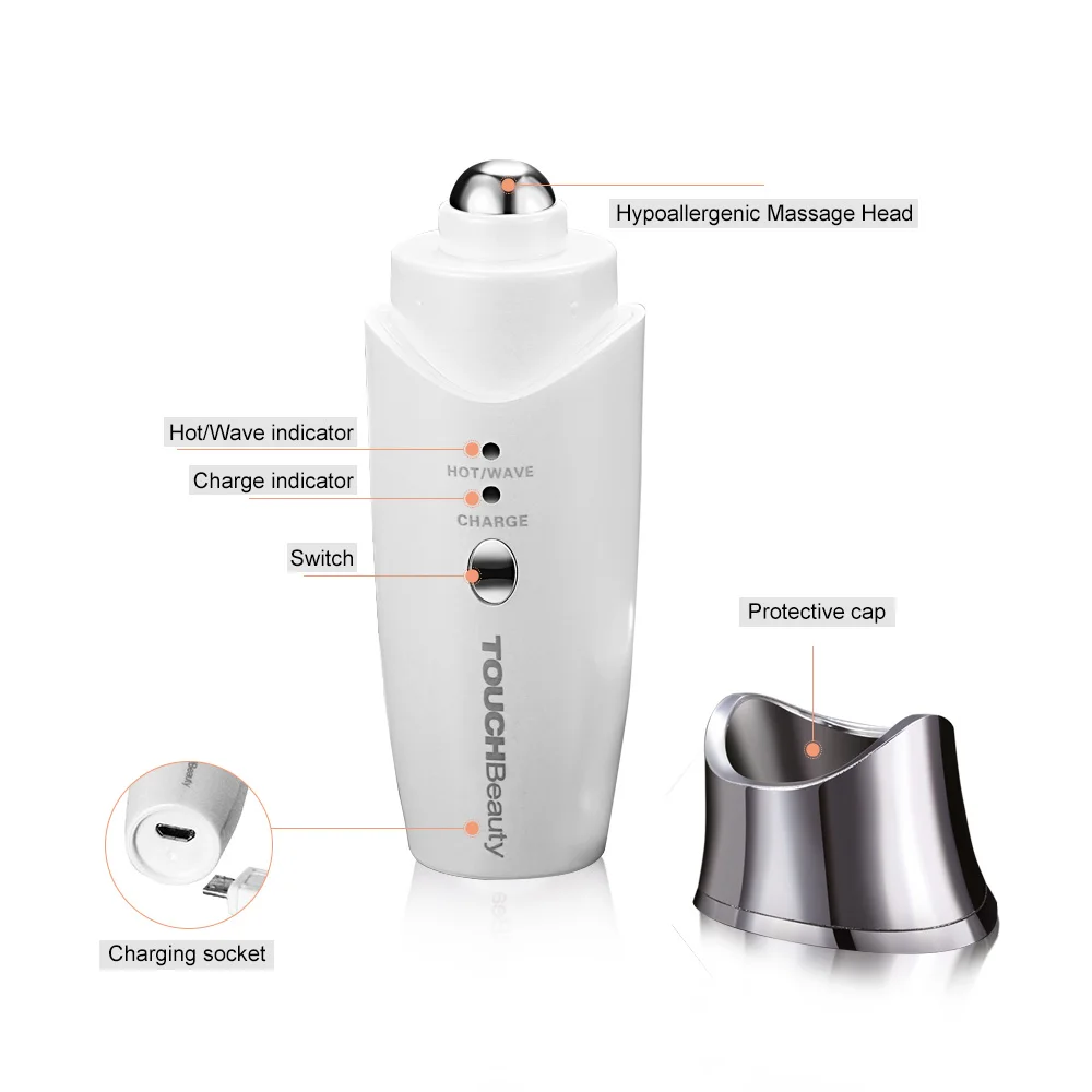 

TOUCHBeauty Heated Anti-Aging Vibrating Eye Massage, Mini eye fine lines Sonic Eye Device, Lighten Dark Circles and Puffiness