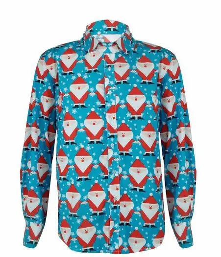 S XL рождественские мужские повседневные рубашки на пуговицах приталенные с