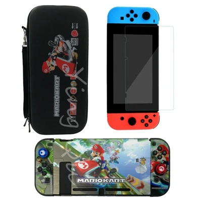 N Новинка, сумка для хранения для переноски пульта Nintendo Switch NS NX+ чехол в виде ракушки+ защита экрана из закаленного стекла+ 2 крышки - Цвет: N
