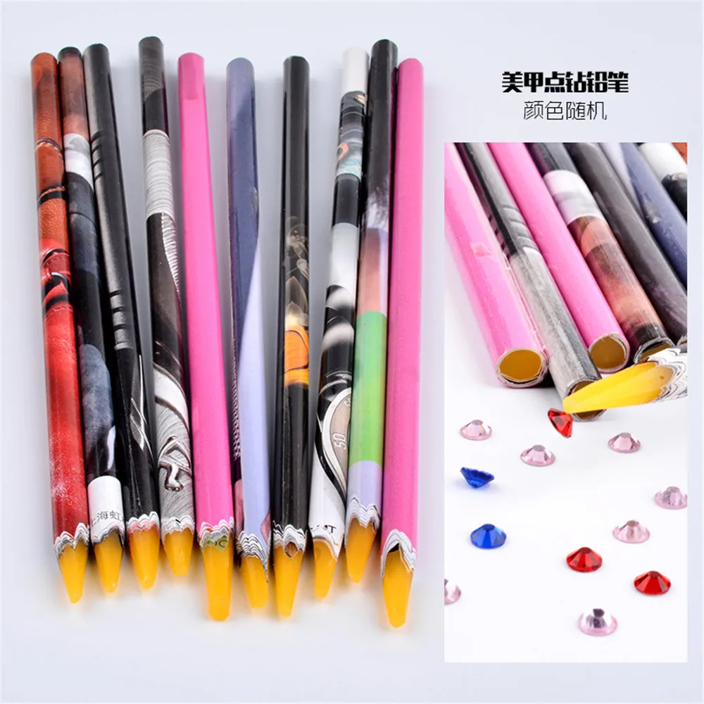 

Nail Art Wax Pen Nail Rhinestone Picker Pencil Gem Crystal Pick Up Tool For Beauty Nail Art Dotting Tools Random Color 1 PC