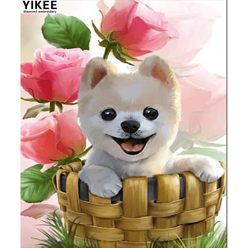 Белые милые собаки алмазная живопись Вышивка Животных полная картина для