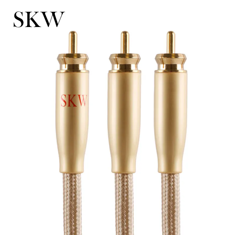 SKW аудио кабель 2RCA к 1RCA штекер 6N OCC с 24 K позолоченный 1 м 5 2 3 10 для CD автомобильный