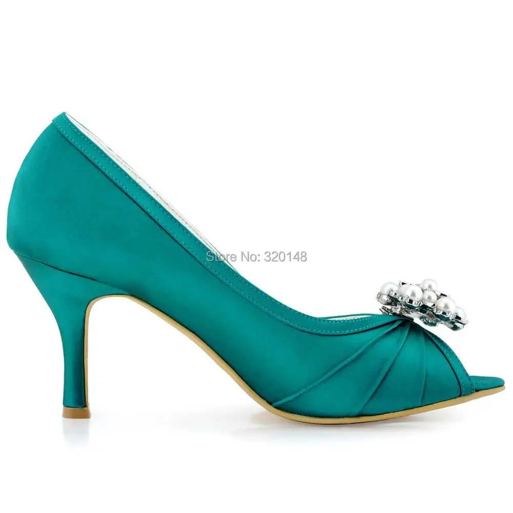 Женская свадебная обувь цвета морской волны открытый носок туфли на высоком