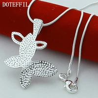 doteffil 925 sterling silver butterfly pendant necklace 18 inch sanke chain for woman wedding engagement party charm jewelry