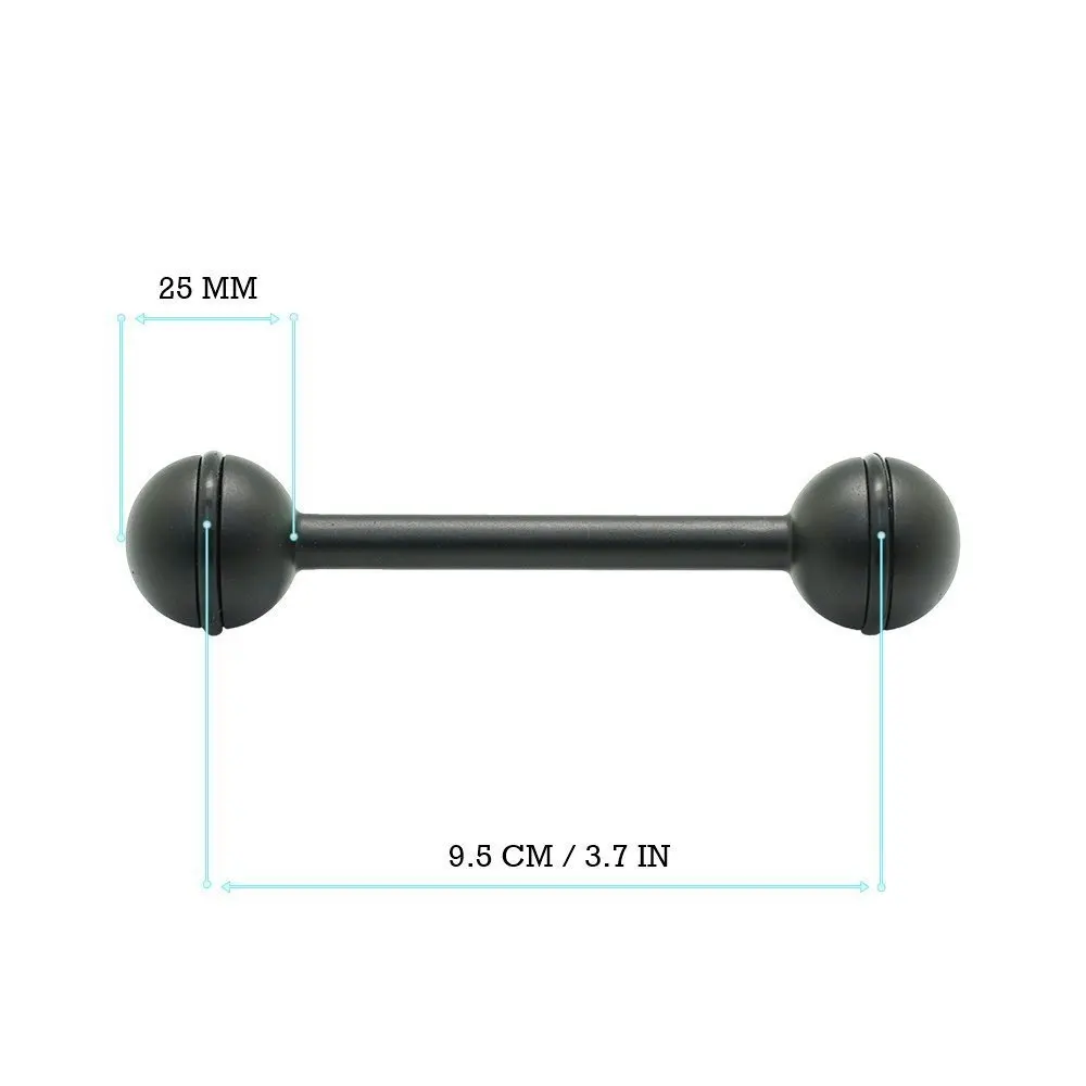 

Двойной шаровой рычаг 3,7 дюйма/9,5 см из алюминия (тонкий стержень) для корпуса камеры, чехол для подводной вспышки, стробоскоп