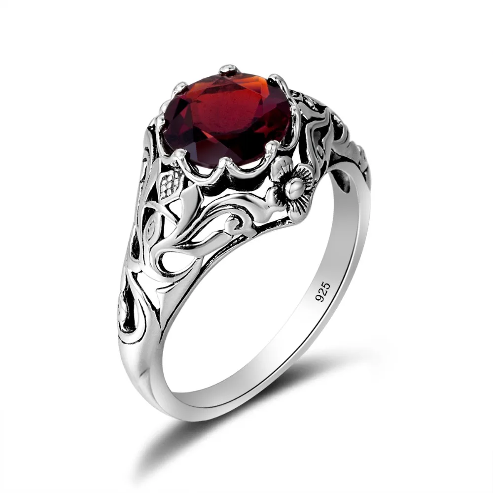 Szjinao чистое серебро 925 пробы 2.3ct гранат кольцо на головщину для женщин романтические модные ювелирные изделия винтажный подарок ручной работы