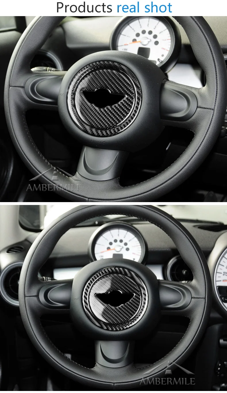 AMBERMILE наклейки на руль из углеродного волокна Накладка для Mini Cooper Clubman R55 R56 Countryman R60 Paceman R61 аксессуары