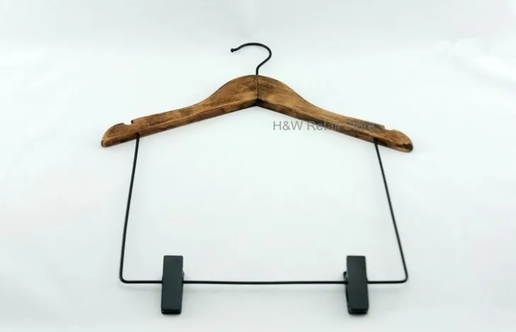 [Бесплатная доставка] комбинированная античная деревянная вешалка с зажимами