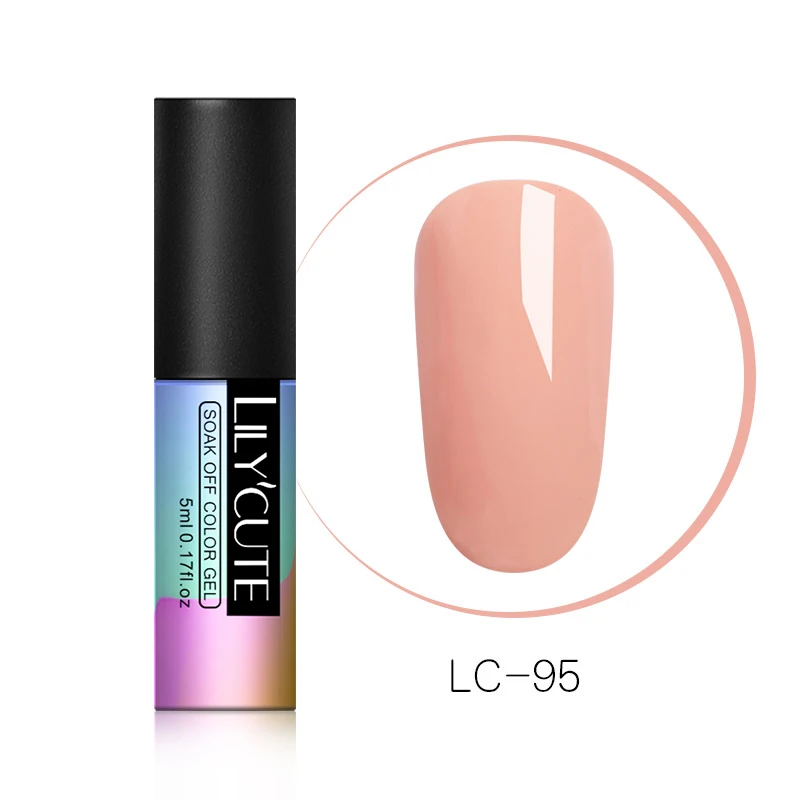 LILYCUTE 5 мл розовый телесный серый серия замачиваемый УФ-Гель-лак черный белый стойкий чистый цвет ногтей Гель-лак для маникюра - Цвет: LC 95