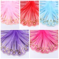 1meterslot 18cm wide pink peacock embroidery net lace fabric trim ribbons diy doll sewing garment handmade material accessories