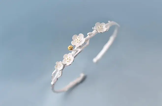 Oly2u Fashion Bangles Cuff Flower &amp Bracelets Women Accessories Srebrna bransoletka SYSZ008 | Украшения и аксессуары