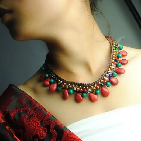 Великолепная рука плетеные Многослойные качество падение Красный Бирюзовый