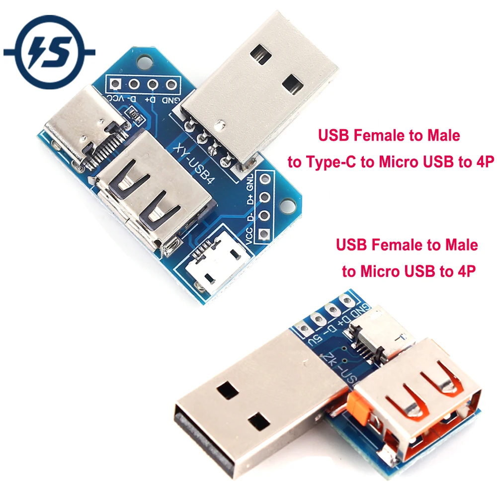 Переходник USB 2,54 мм, стандартный Переходник USB (гнездо) на Micro USB (штекер) на 4P