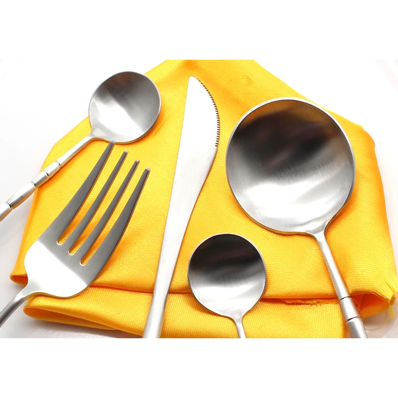 Новинка 2017 набор матовых столовых приборов из нержавеющей стали 420 с серебряной