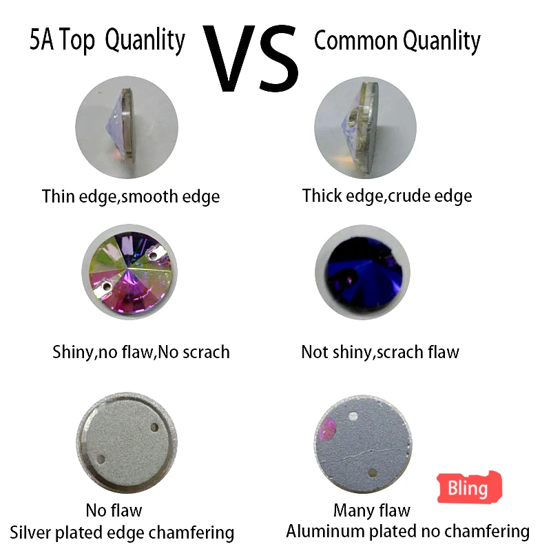 ААААА качество 40 штук 12 мм круглый стакан Rivoli пришить стразы с плоской задней