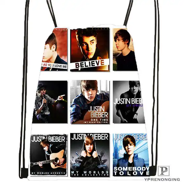 Custom Good Justin Bieber рюкзак с кулиской сумка милый Детская (черная спинка) 31x40 см #180611 03