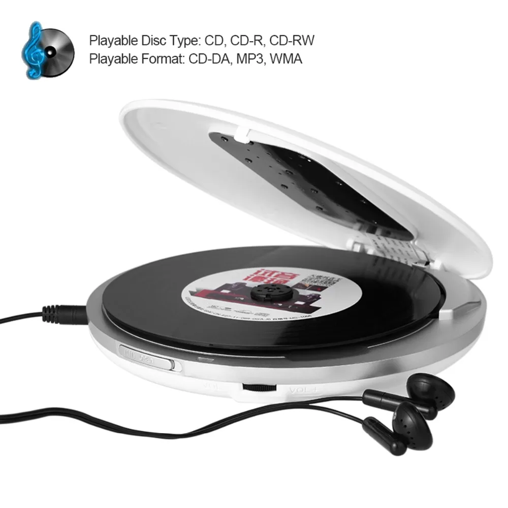 Портативный CD-плеер, HOTT CD611 персональный CD-плеер ЖК-дисплей, стерео наушники USB кабель для зарядки MP4 плеер