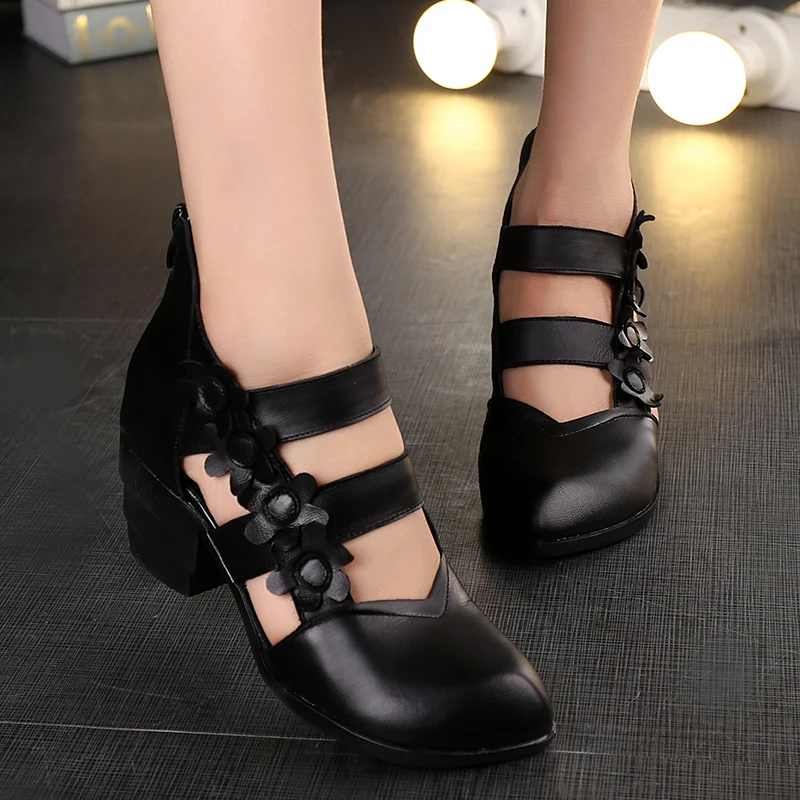 Красивые женские босоножки из натуральной кожи в этническом стиле летние