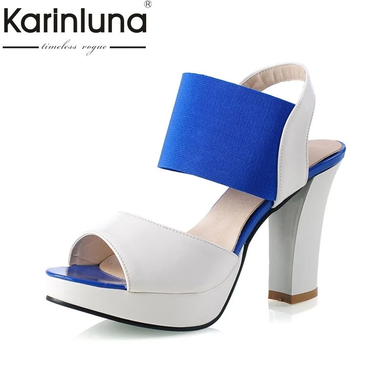 

Karinluna 2018 Large Sizes 30-46 Peep Toe Platform Summer Shoes Woman Sandals Fashion High Heeled Party Date Shoes Footwear