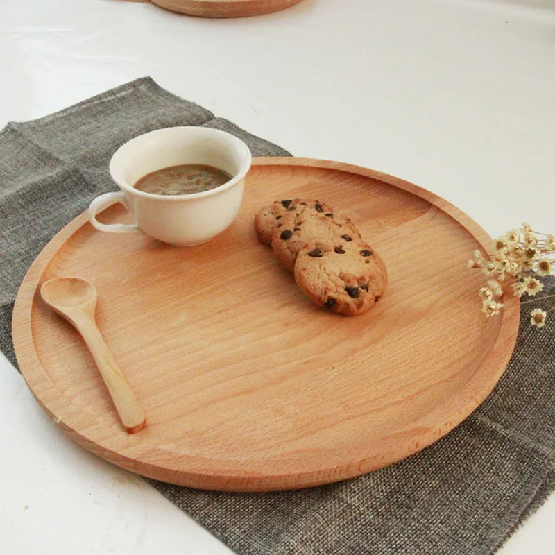 1 шт. японская деревянная круглая тарелка натуральные деревянные пирожные блюда