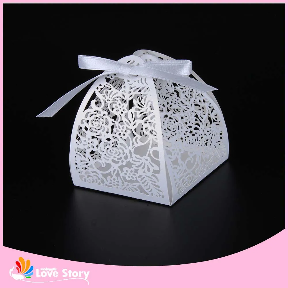 

50pcs Rose flower Laser Cutting Candy Box Wedding Favors And Gifts Party Supplies Wedding Decorations Party Supplies