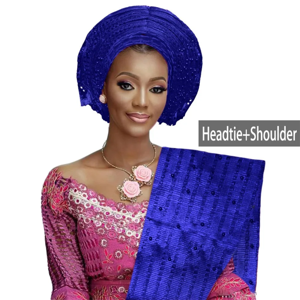 Хорошее качество африканская aso oke gele головной убор из бисера нигерийская и