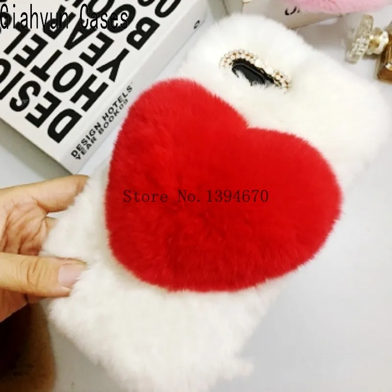Sweet heart bling Warm Soft comfort Fake fur Rabbit's hair For Vivo X5L X5MAX X5Pro X6 X7 X9 X9S X20 PLUS Xplay 5 6 phone case |