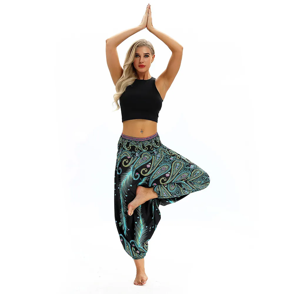 Pantalon femme шаровары, панталоны mujer pantalones de mujer Женские повседневные Свободные мешковатые Boho Aladdin Комбинезон гарем брюки Z4