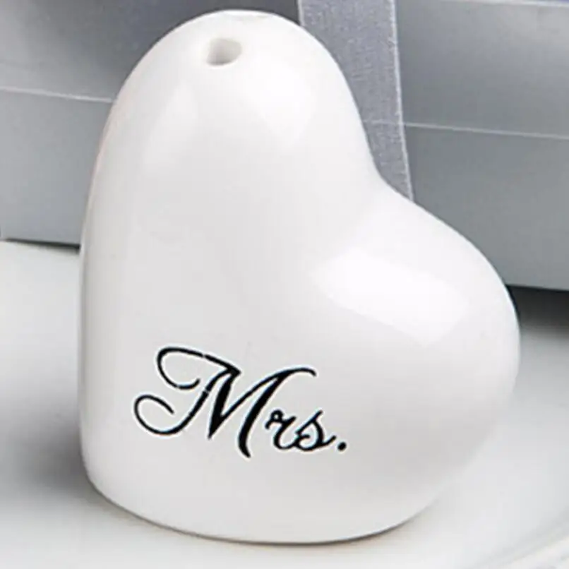 Керамические шейкеры New Mr. & Mrs в форме сердца для соли и перца свадебные сувениры