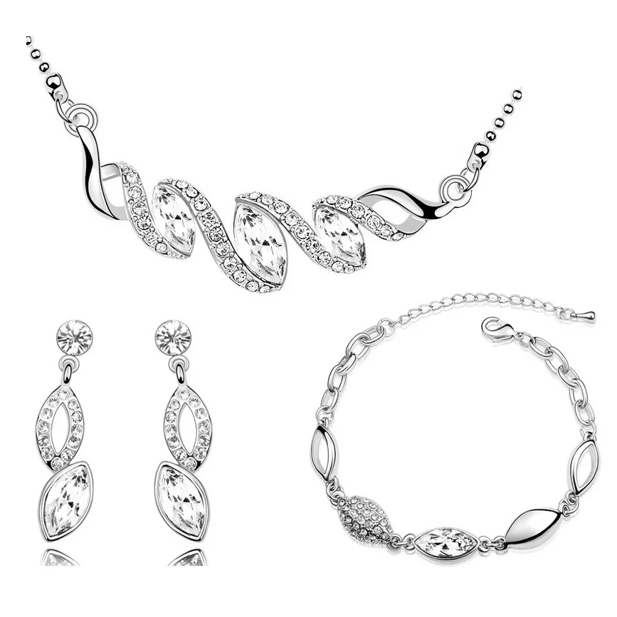 Комплект из колье серёг и браслета с кристаллами|brand jewelry sets|fashion setjewelry sets |