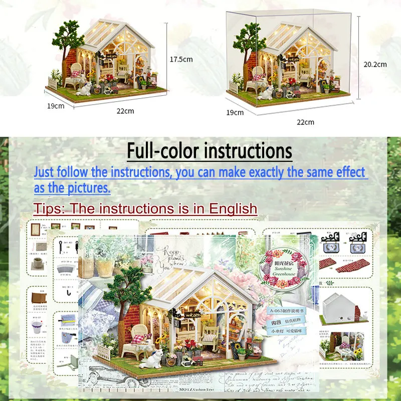 Diy Miniatura кукольный домик парниковый деревянный модели наборы с музыкой