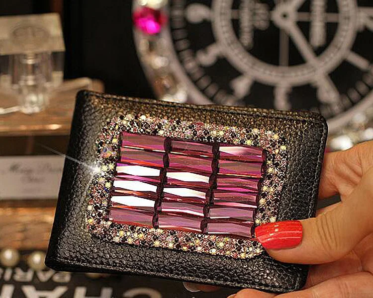 New Leather Diamond Key Case for Car Crystal Rhinestone Holder Housekeeper Keys Cover Women Gril Auto Driver License Bag | Автомобили и