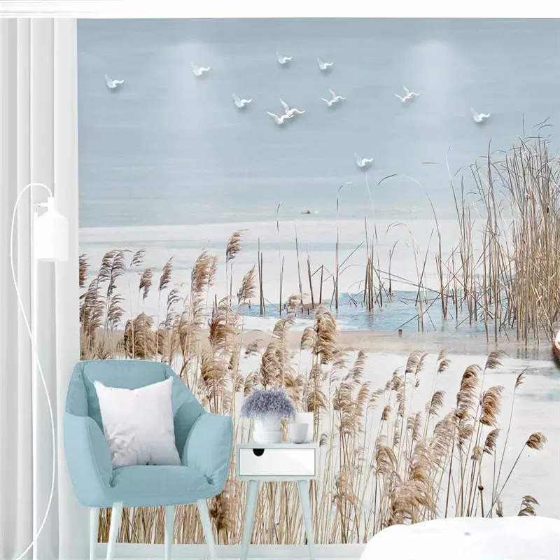 Настенные обои на заказ простой Средиземноморский язычковый фон с цветами и