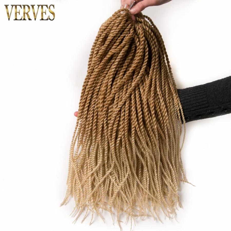 VERVES Ombre Synthetic Crochet Braids 1 pack, 30 strands/pack 18 inch,Small Senegalese Twist Hair Braiding Hair Extensions