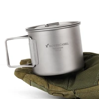 rover camel pure titanium cup 300ml folded handle titanium coffee mugs with lid camping tableware ta8302w
